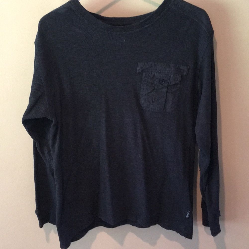 Men's Medium Charcoal/Black Henley long sleeve shirt